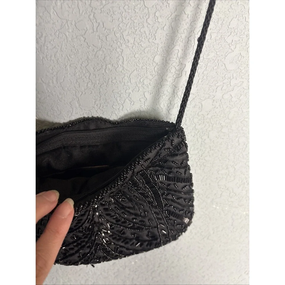 Vintage Carla Marchi Beaded Black Evening Bag 1990s Formal Event Handmade